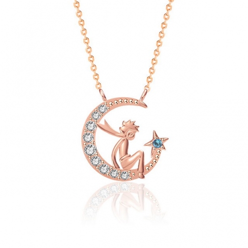 925 Sterling Silver Necklace Creative Anime Little Prince Necklace Sterling Silver Fashion Jewelry