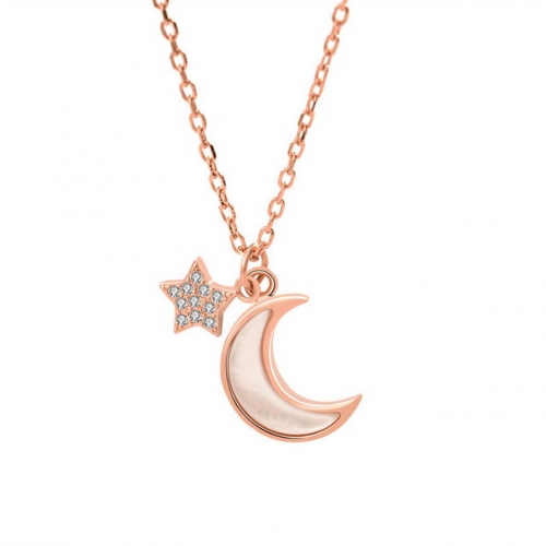 925 Sterling Silver Necklace Star And Moon Mother Of Pearl Necklace Sterling Silver Fashion Jewelry