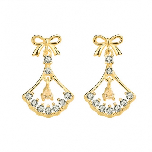 925 Sterling Silver Earrings Bow Knot Diamond Earrings Fan-Shaped Tassel Earrings Best Silver Earrings