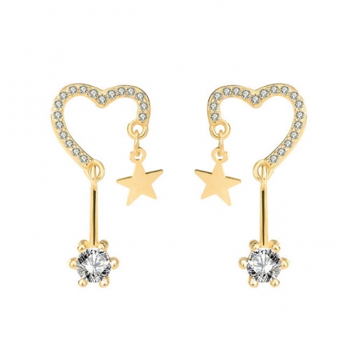 925 Sterling Silver Earrings Volley Love Diamond Earrings Tassel Star Earrings
