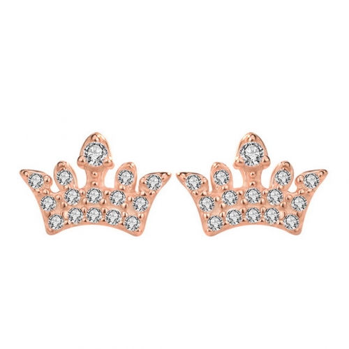 925 Sterling Silver Earrings Diamond Crown Stud Earrings Simple And Small Earrings