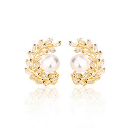925 Sterling Silver Earrings Garland Pearl Earrings Light Luxury Zircon Earrings Wholesale