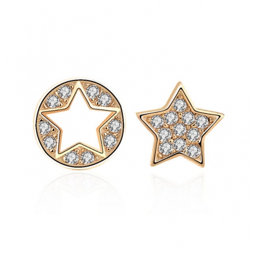 925 Sterling Silver Earrings Diamonds And Five-Pointed Star Earrings  Asymmetric Earrings Cute Sterling Silver Earrings