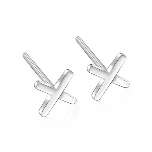 925 Sterling Silver Earrings Letter X-Shaped Earrings Simple Mini Earrings