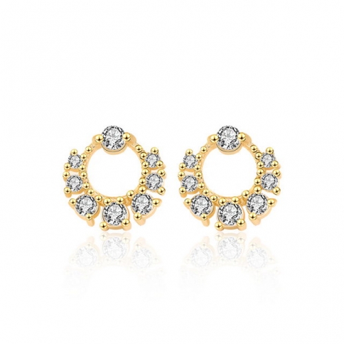 925 Sterling Silver Stud Earrings Wreath Earrings Circle Zircon Stud Earrings