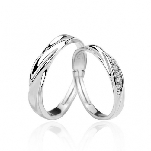 S925 Sterling Silver Ring Falling In Love Couple Ring Simple Opening Lover Ring