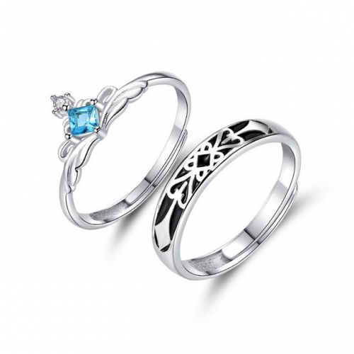 S925 Sterling Silver Ring Princess And Knight Ring Wholesale Adjustable Opening Lover Ring
