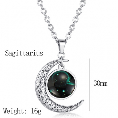 Sagittarius Constellation Starry Sky Luminous Pendant Moon Star Titanium Steel Pendant