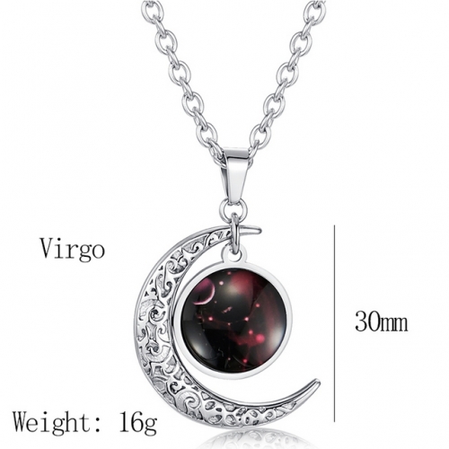 Virgo Constellation Starry Sky Luminous Pendant Moon Star Titanium Steel Pendant