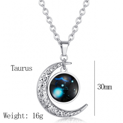 Taurus Constellation Starry Sky Luminous Pendant Moon Star Titanium Steel Pendant