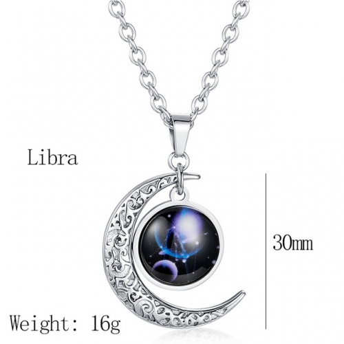 Libra Constellation Starry Sky Luminous Pendant Moon Star Titanium Steel Pendant