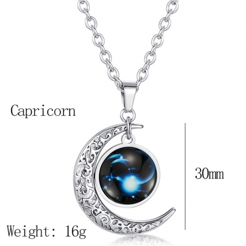 Capricorn Constellation Starry Sky Luminous Pendant Moon Star Titanium Steel Pendant