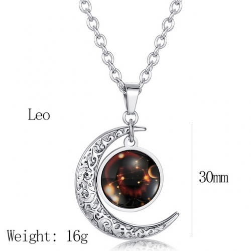 Leo Constellation Starry Sky Luminous Pendant Moon Star Titanium Steel Pendant