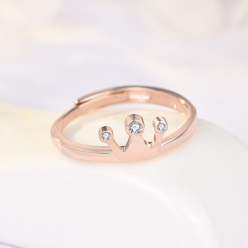 925 Sterling Silver Ring Fashion Crown Ladies Ring Opening Adjustable Ring