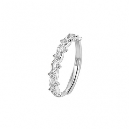 925 Sterling Silver Ring Diamond Wreath Ring Opening Adjustable Ring Silver Jewelry Online