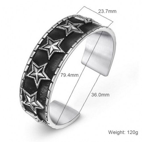 Pentagram Wide Bangle Punk Casting Bracelet