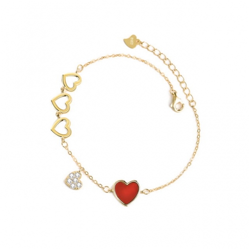 925 Sterling Silver Bracelet Heart-Shaped Bracelet Temperament Simple Jewelry Wholesale
