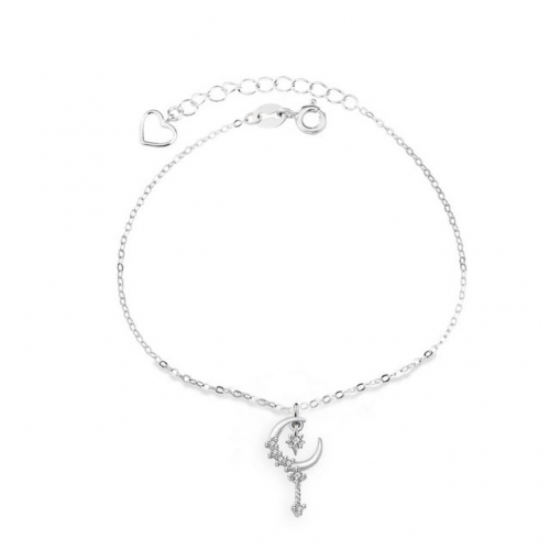 925 Sterling Silver Bracelet Star And Moon Bracelet Simple Temperament Jewelry Wholesale