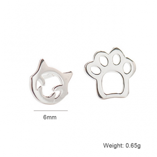 S925 Sterling Silver Earrings Female Asymmetric Earrings Animal Simple Earrings