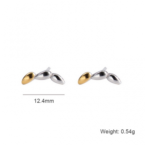 S925 Sterling Silver Stud Earrings Women's Creative Earrings Color Separated Silver Earrings