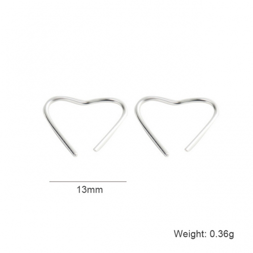 S925 Sterling Silver Earrings Women'S Simple Love Earrings Trendy Silver Earrings