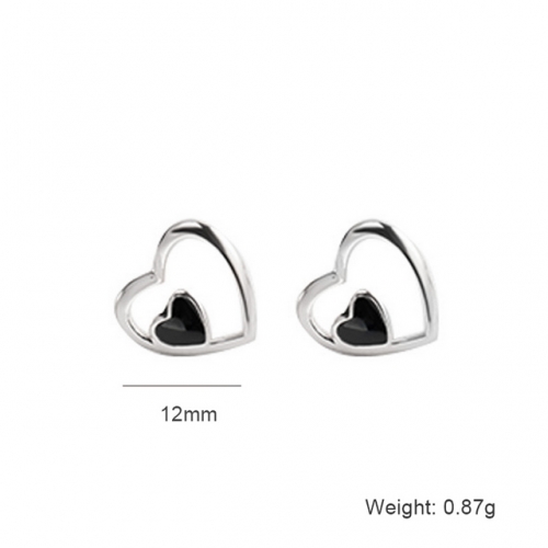 S925 Sterling Silver Earrings Hollow Earrings Love Heart Simple Earrings