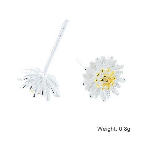S925 Sterling Silver Earrings Small Daisy Earrings Girls Fresh Sun Flower Earrings