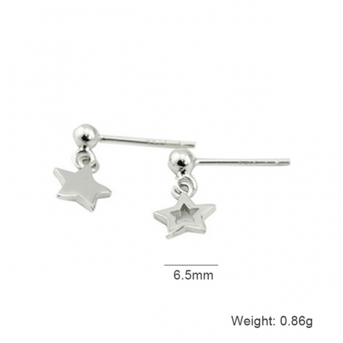 S925 Sterling Silver Earrings Star Hollow Earrings Creative Star Silver Earrings