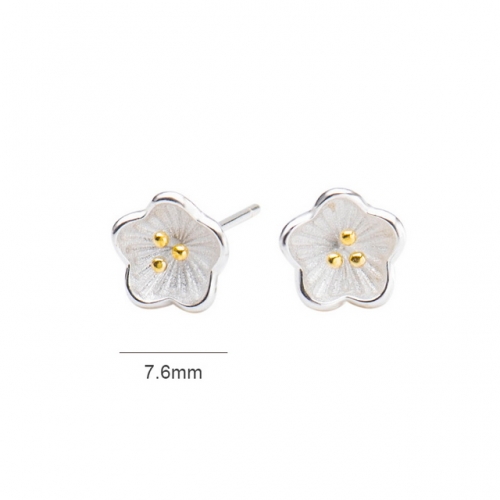 S925 Silver Earrings Female Frosted Flower Earrings Exquisite New Small Jewelry