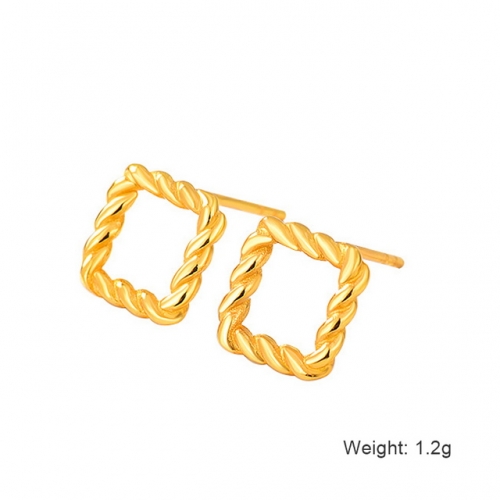 S925 Silver Geometric Earrings Twisted Square Gold Earrings Simple And Small Earrings
