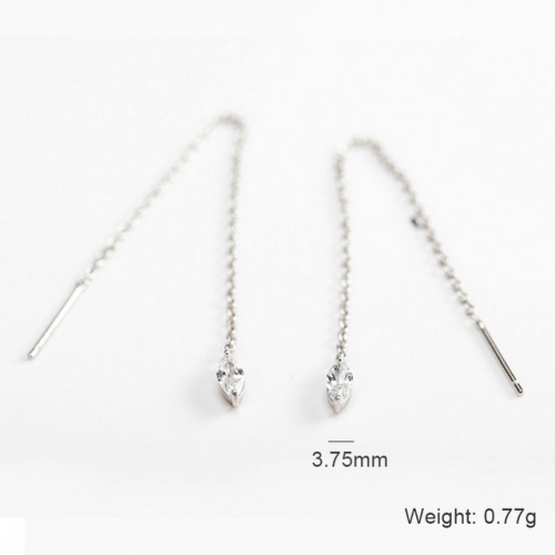 S925 Sterling Silver Earrings Long Zircon Earrings Fashion Simple Earrings Wholesale