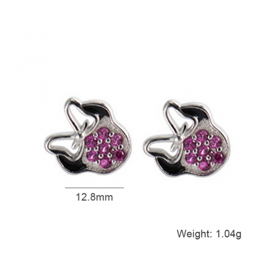 S925 Sterling Silver Stud Earrings With Diamonds Simple Earrings Mickey Creative Earrings