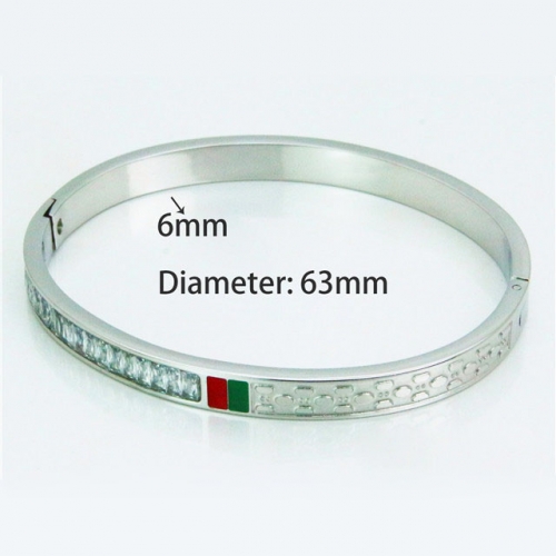 Wholesale Crystal/Zircon Stainless steel 316L Bangles NO.#BC14B0137HNX