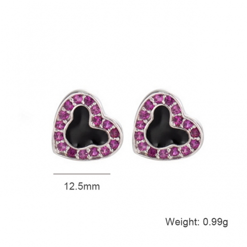 S925 Sterling Silver Earrings Heart-Shaped Earrings Ladies Diamond Earrings