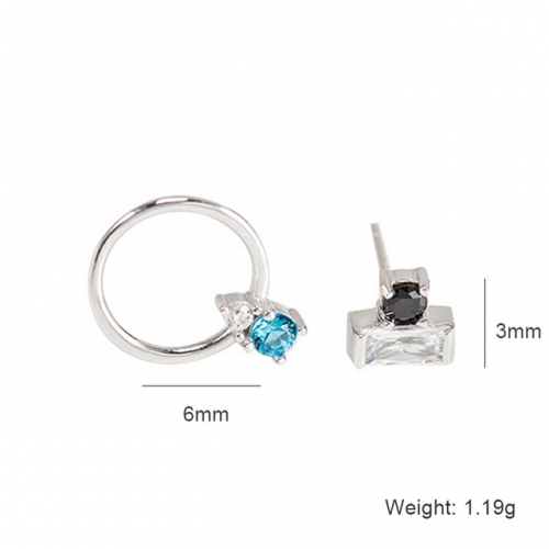 S925 Sterling Silver Earrings Female Zircon Earrings Simple Geometric Earrings