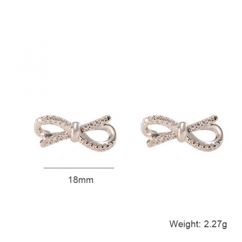 S925 Sterling Silver Earrings Diamond Fashion Earrings Bow Knot Zircon Earrings