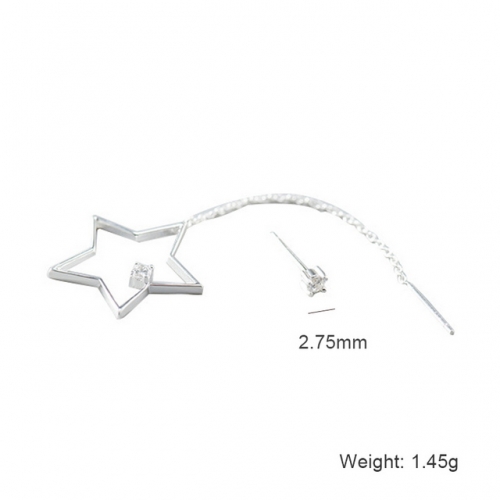 S925 Sterling Silver Earrings Geometric Star Earrings Asymmetric Diamond Earrings
