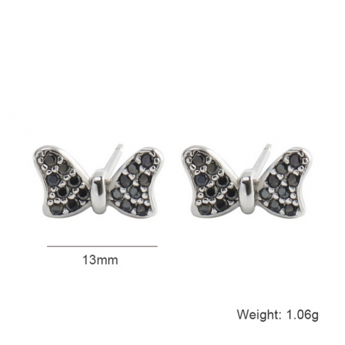 S925 Sterling Silver Earrings Diamond Bow Earrings Zircon Fashion Earrings