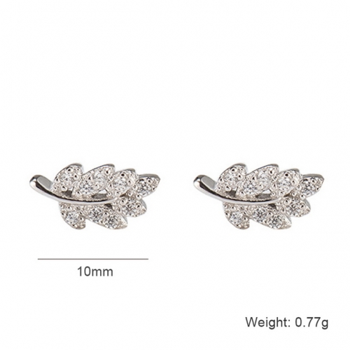 S925 Sterling Silver Earrings Fashion Diamond Earrings Leaf Zircon Earrings Wholesale