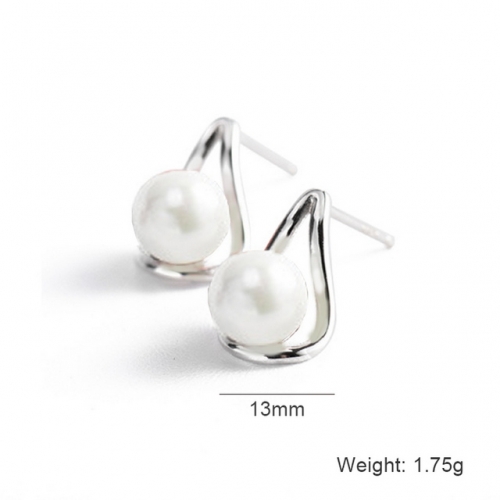 S925 Sterling Silver Earrings Hollow Earrings Geometric Round Shell Beads Earrings