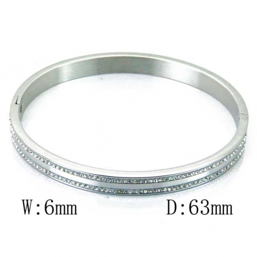 Wholesale Crystal/Zircon Stainless steel 316L Bangles NO.#BC42B0170HLD