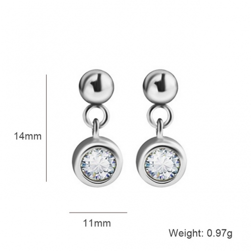 S925 Sterling Silver Earrings Ladies Round Earrings Long Diamond Earrings