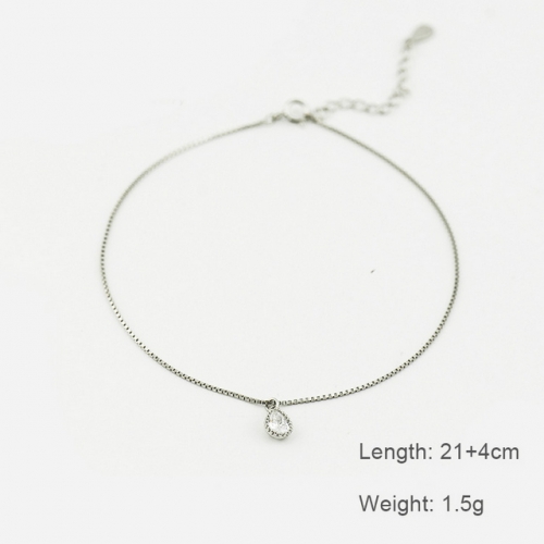 S925 Silver Anklet Retro Anklet With Diamonds Creative Anklet Inlaid With Round Beads Anklet
