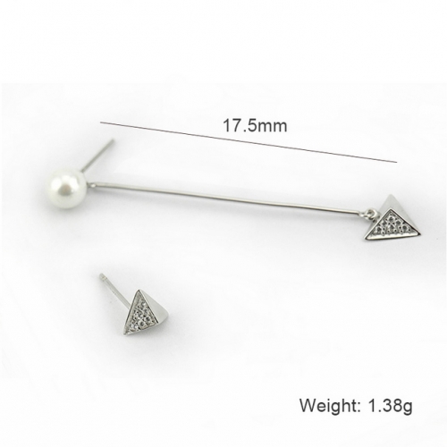 S925 Sterling Silver Earrings Simple Pearl Earrings Diamond Geometric Earrings