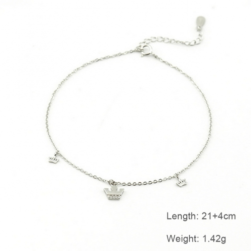S925 Sterling Silver Anklet With Diamond Anklet Women'S Creative Anklet Crown Anklet