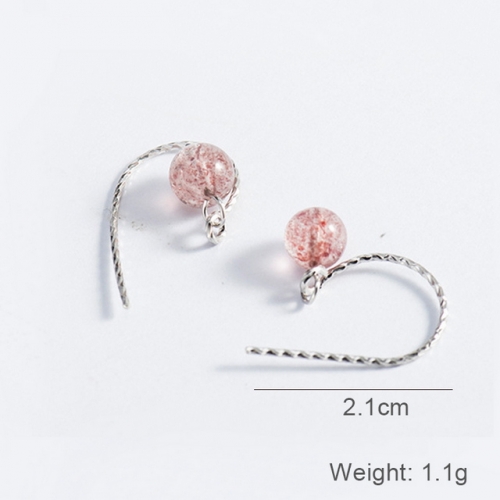 S925 Sterling Silver Earrings Strawberry Crystal Sweet Earrings Crystal Short Earrings