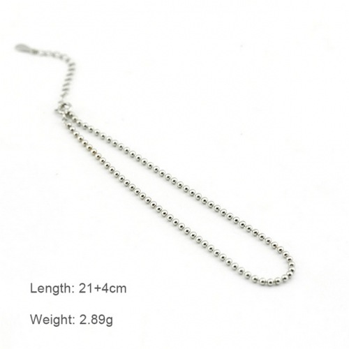 S925 Sterling Silver Anklet Women'S Fashion Anklet Geometric Round Anklet