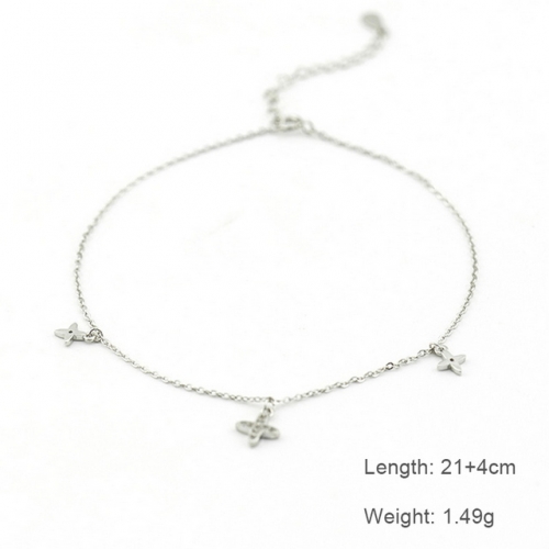 S925 Sterling Silver Anklet Ladies Fashion Anklet Retro Anklet Simple Diamond Anklet