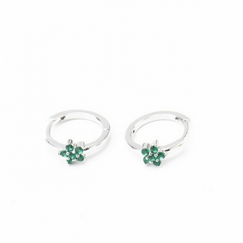 S925 Sterling Silver Earrings Simple Ladies Earrings Colored Stone Diamond Earrings