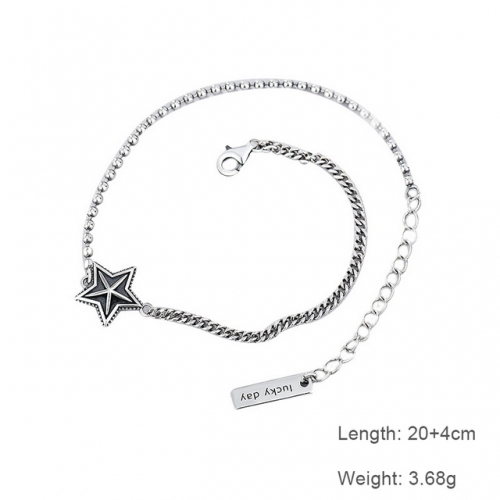 S925 Silver Anklet Retro Star Anklet Asymmetrical Star Luckyday Anklet